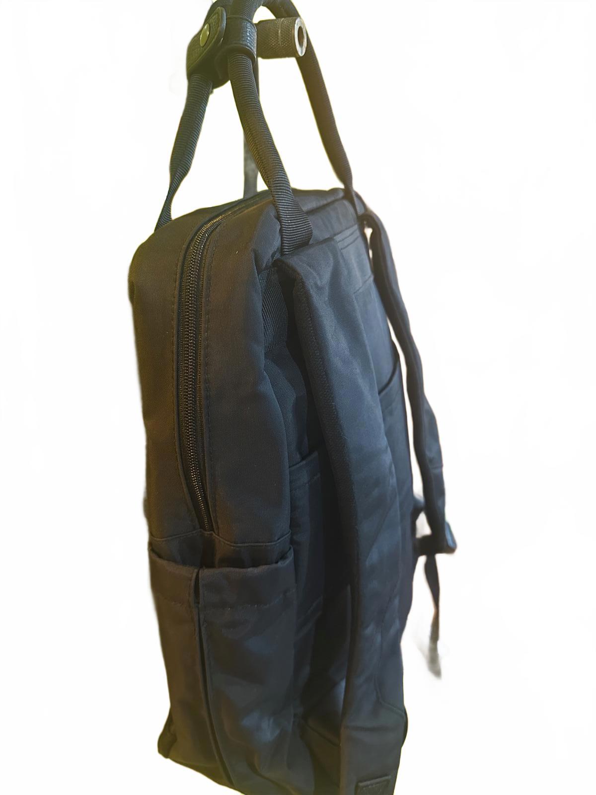 Minimalist Black Nylon Convertible Backpack Tote