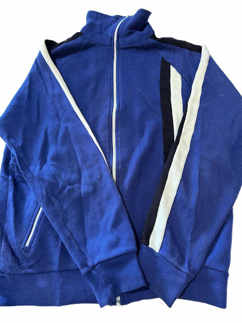 Vintage Blue Track Jacket Racing Stripe Zip Up Retro