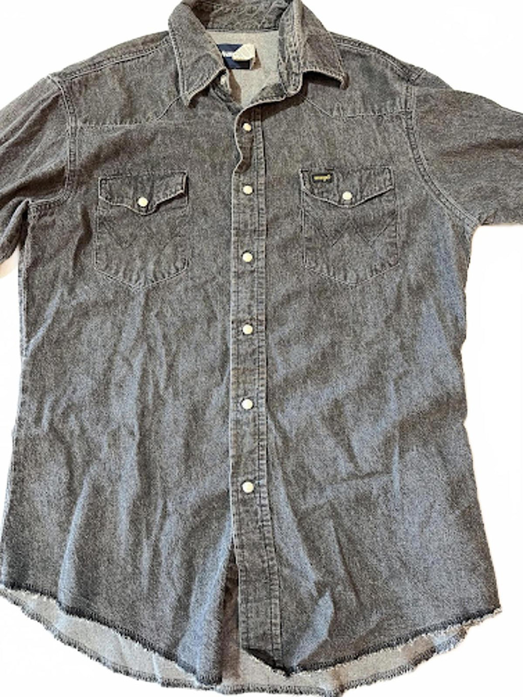 Wrangler Black Denim Western Snap Shirt Men M-L