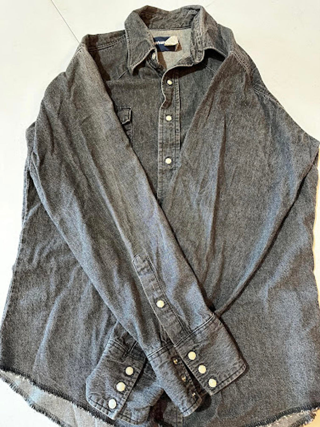 Wrangler Black Denim Western Snap Shirt Men M-L