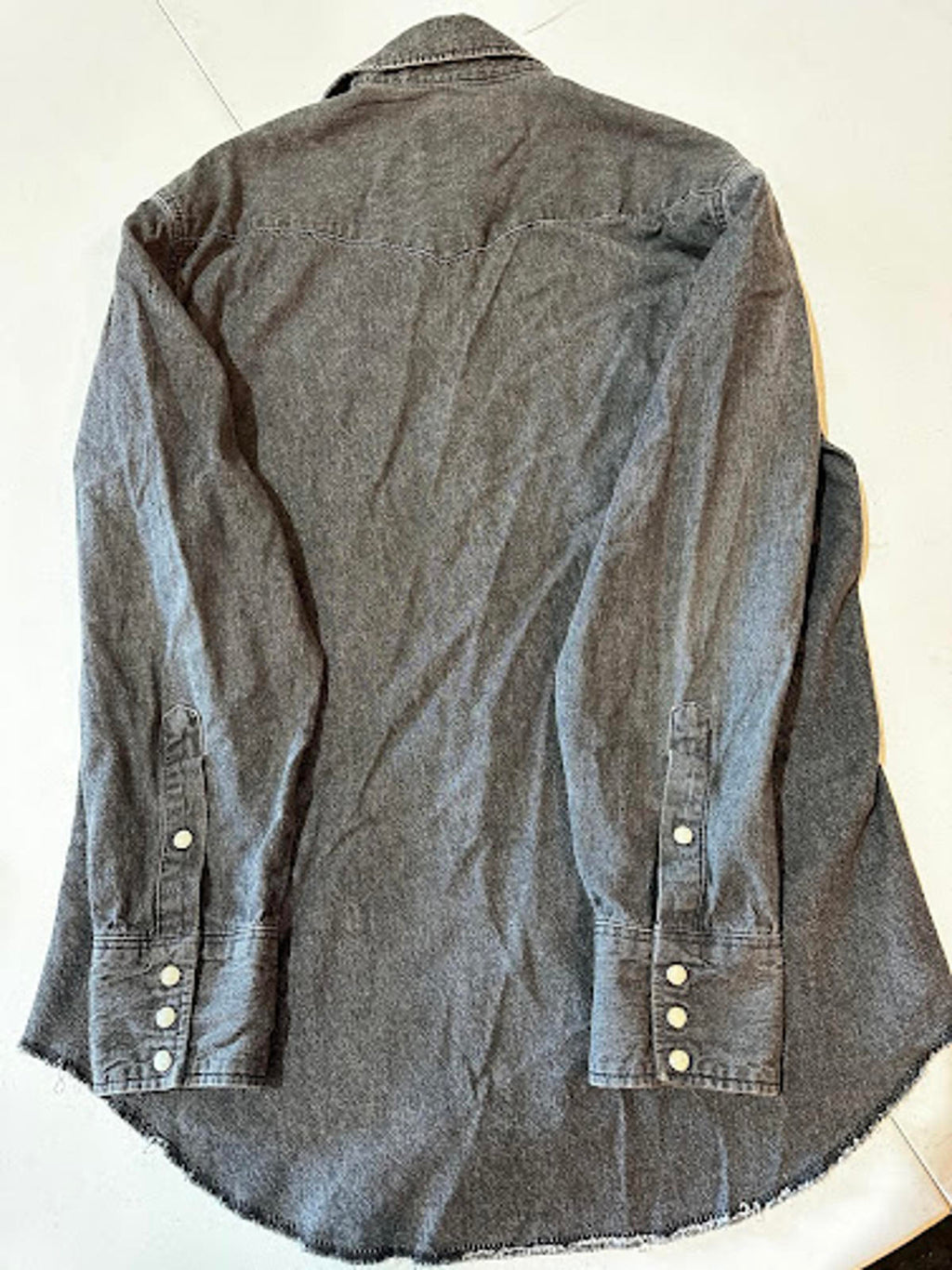 Wrangler Black Denim Western Snap Shirt Men M-L