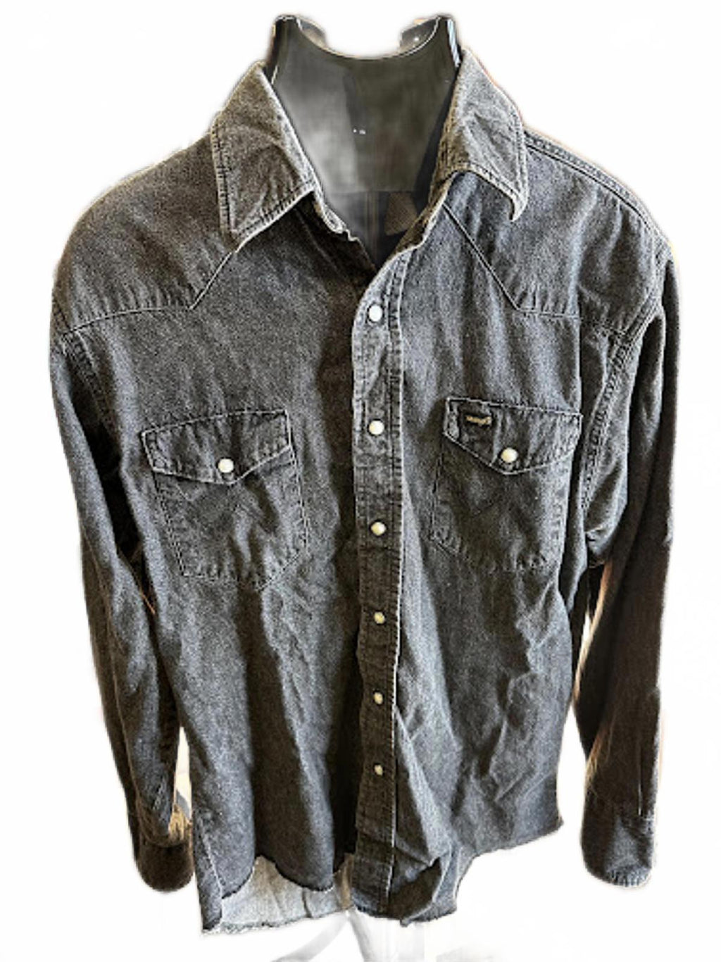 Wrangler Black Denim Western Snap Shirt Men M-L