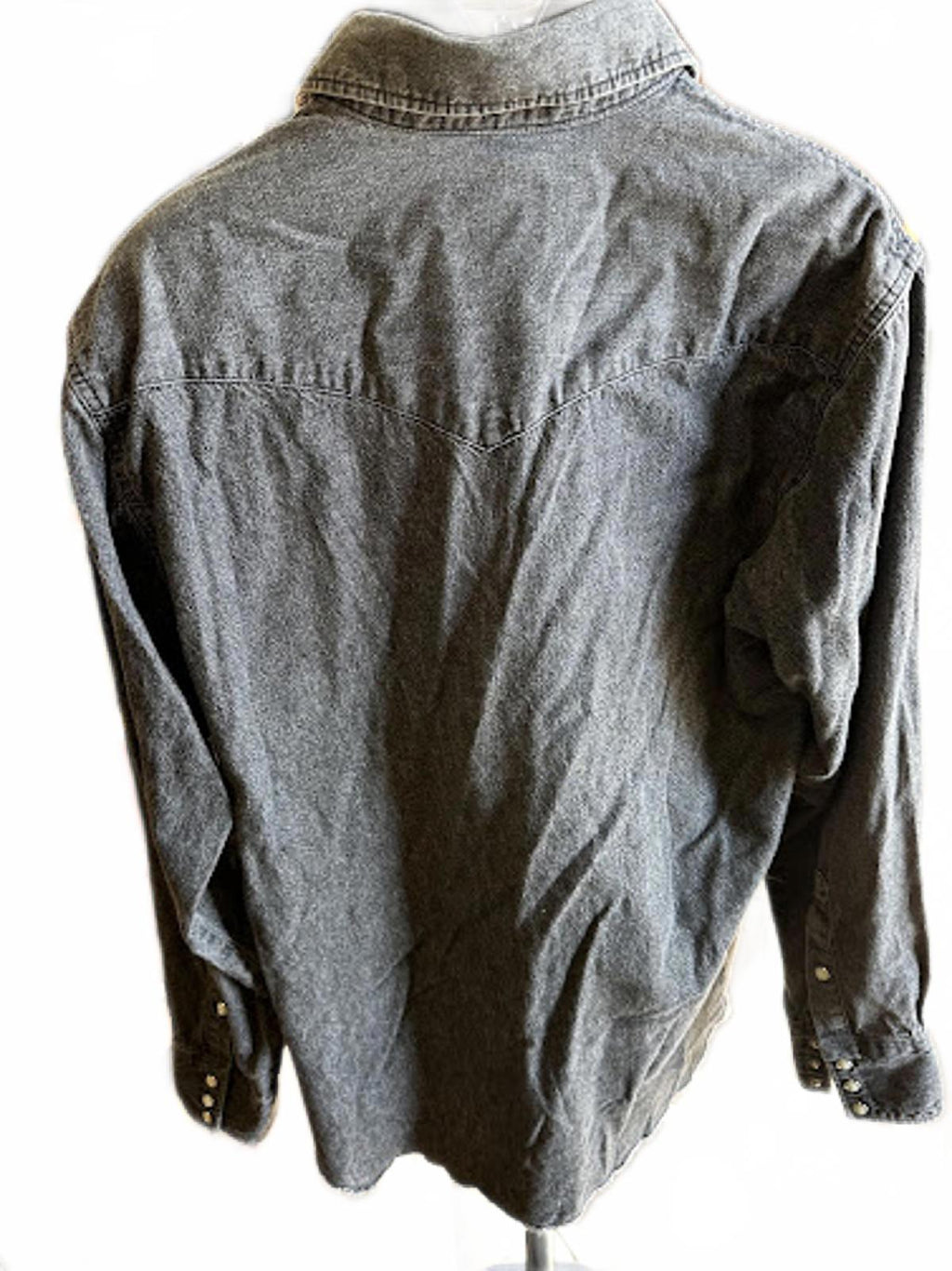Wrangler Black Denim Western Snap Shirt Men M-L