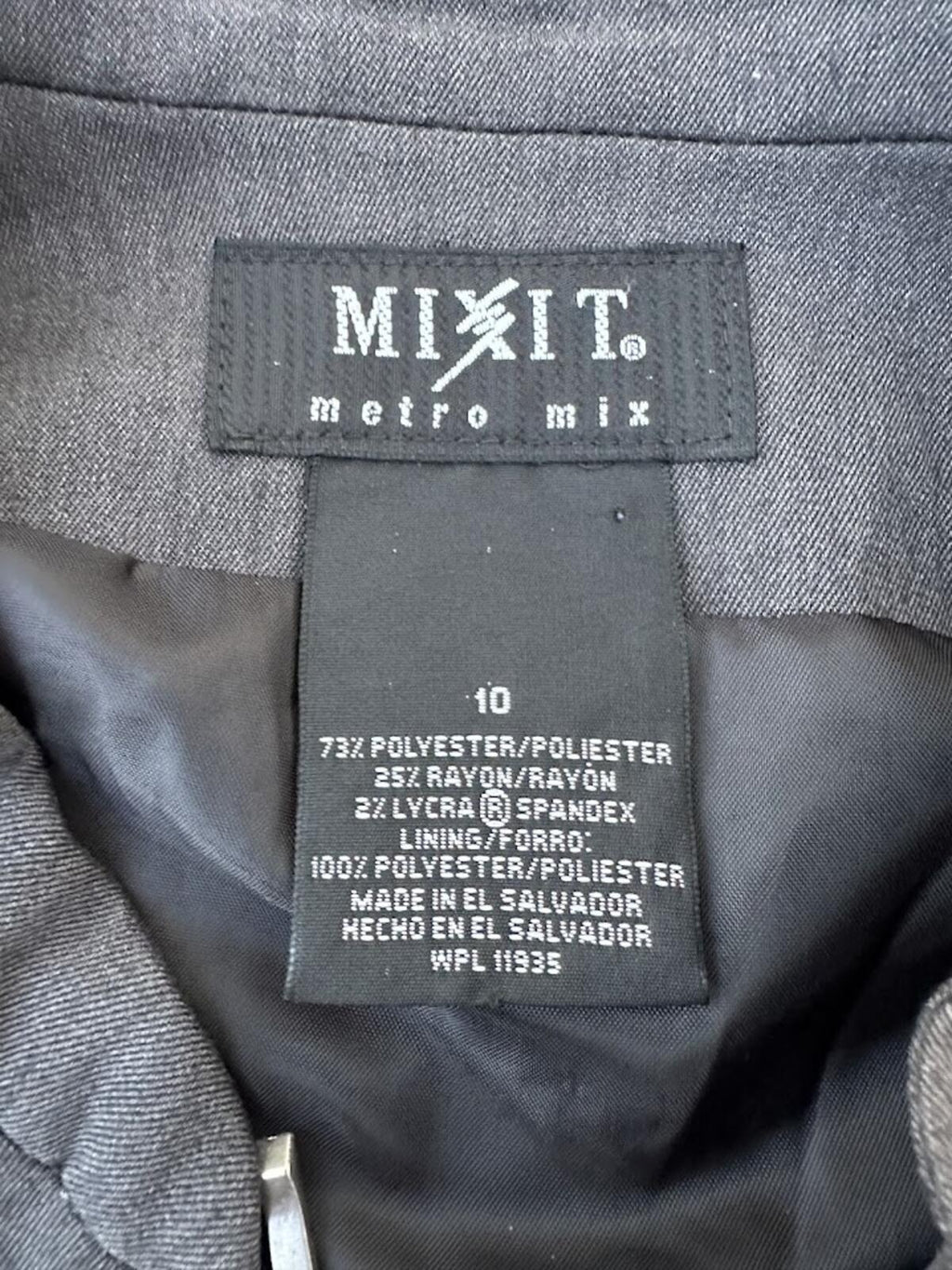 Mixit Gray Zip Front Career Vest Size 10