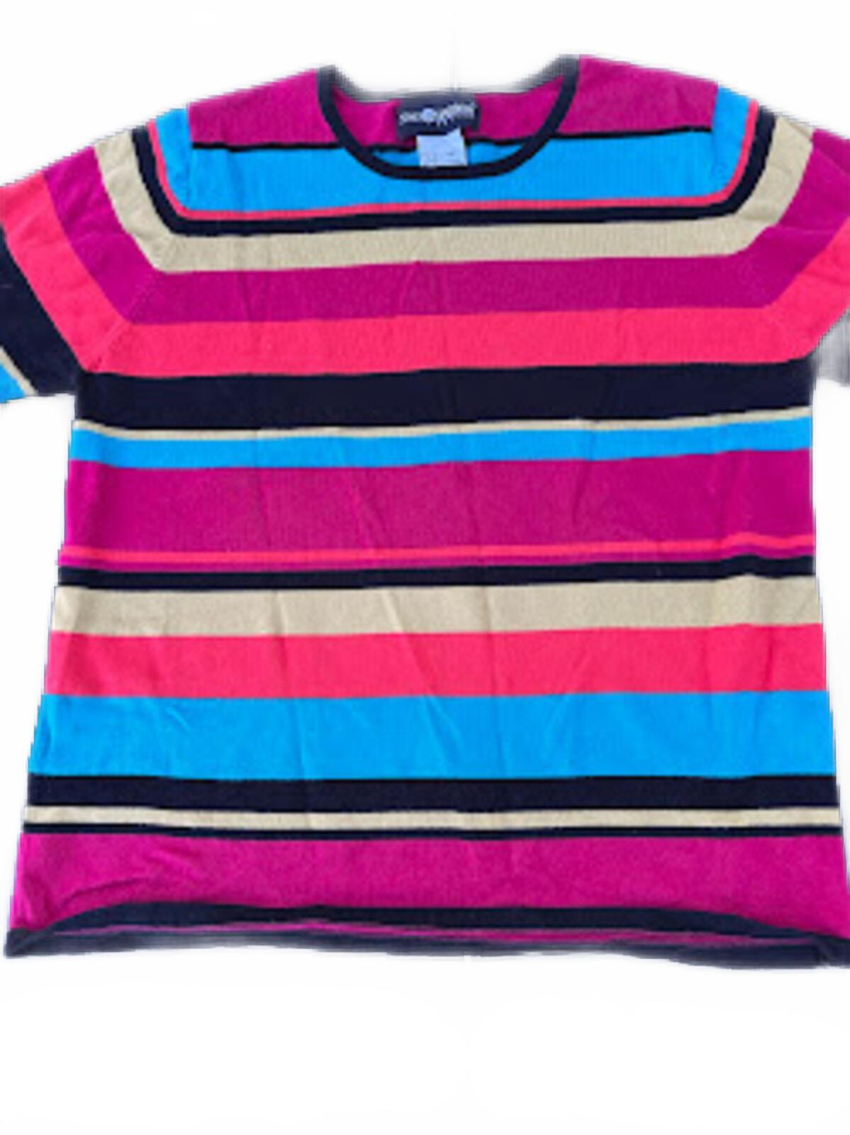 Sag Harbor Petite Bright Stripe Knit Top