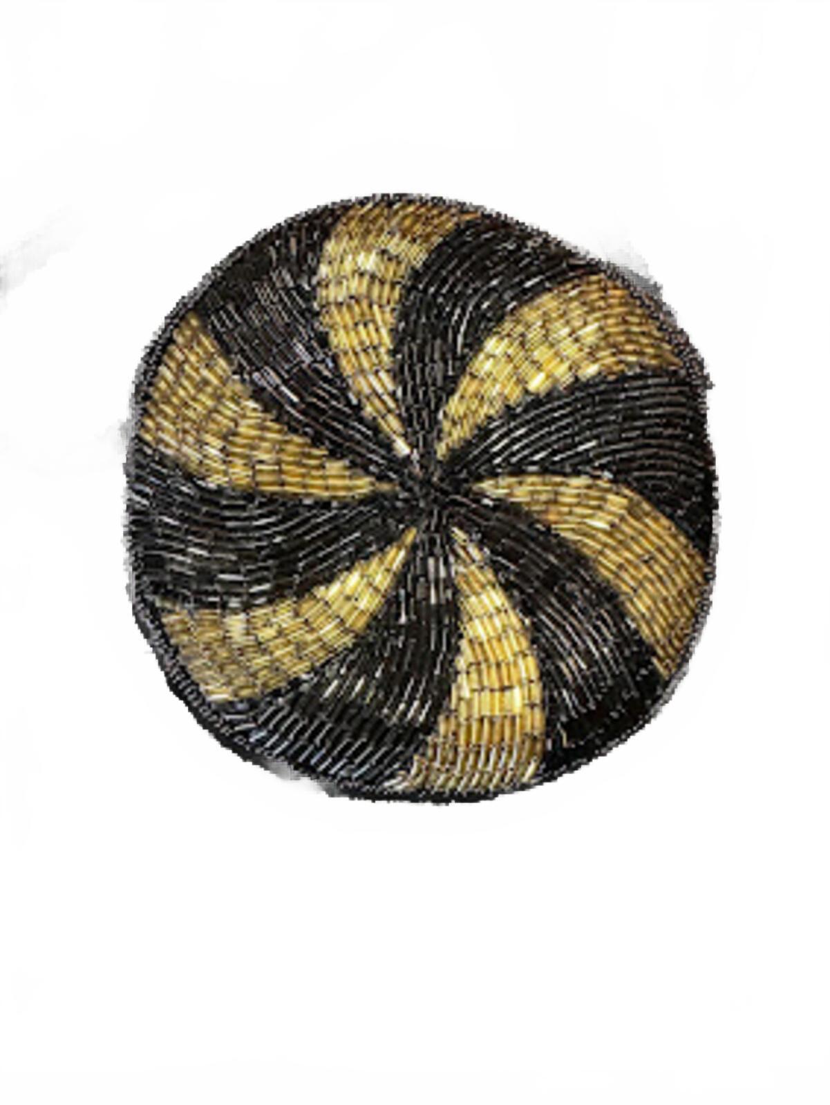 Black Gold Beaded Round Crossbody Coin Purse