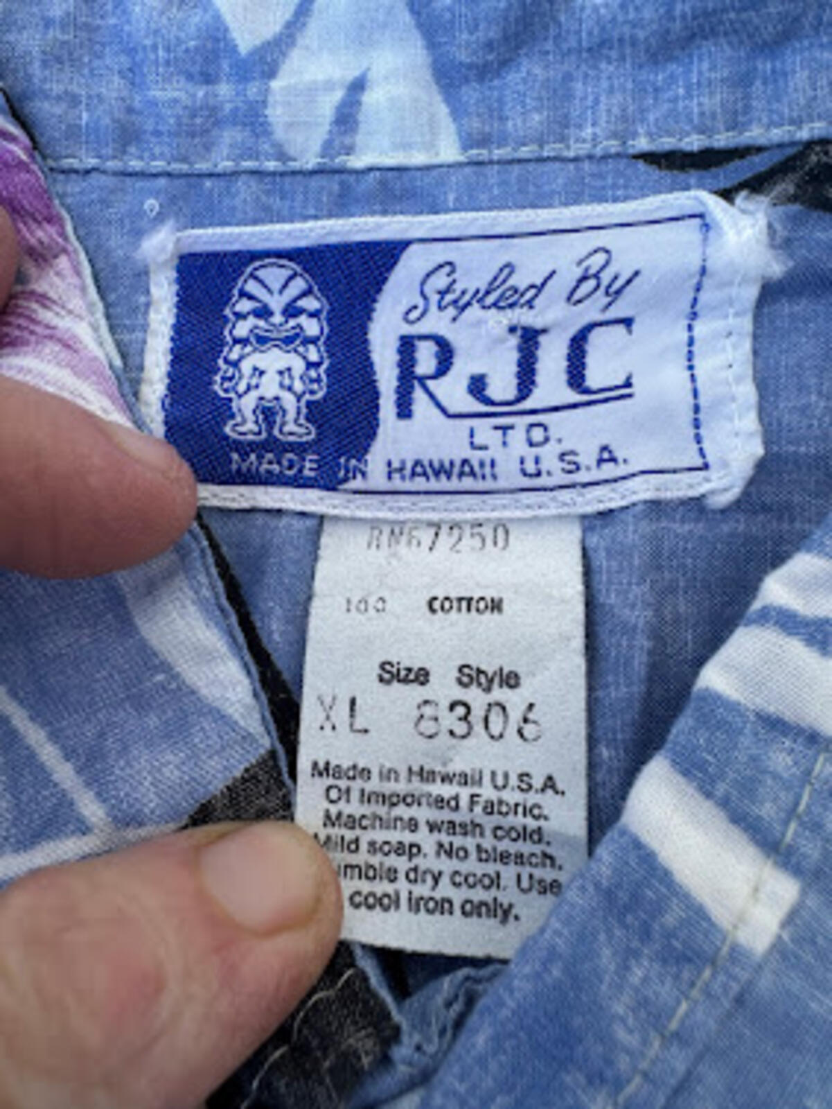 RJC Blue Hawaiian Shirt XL Made in Hawaii