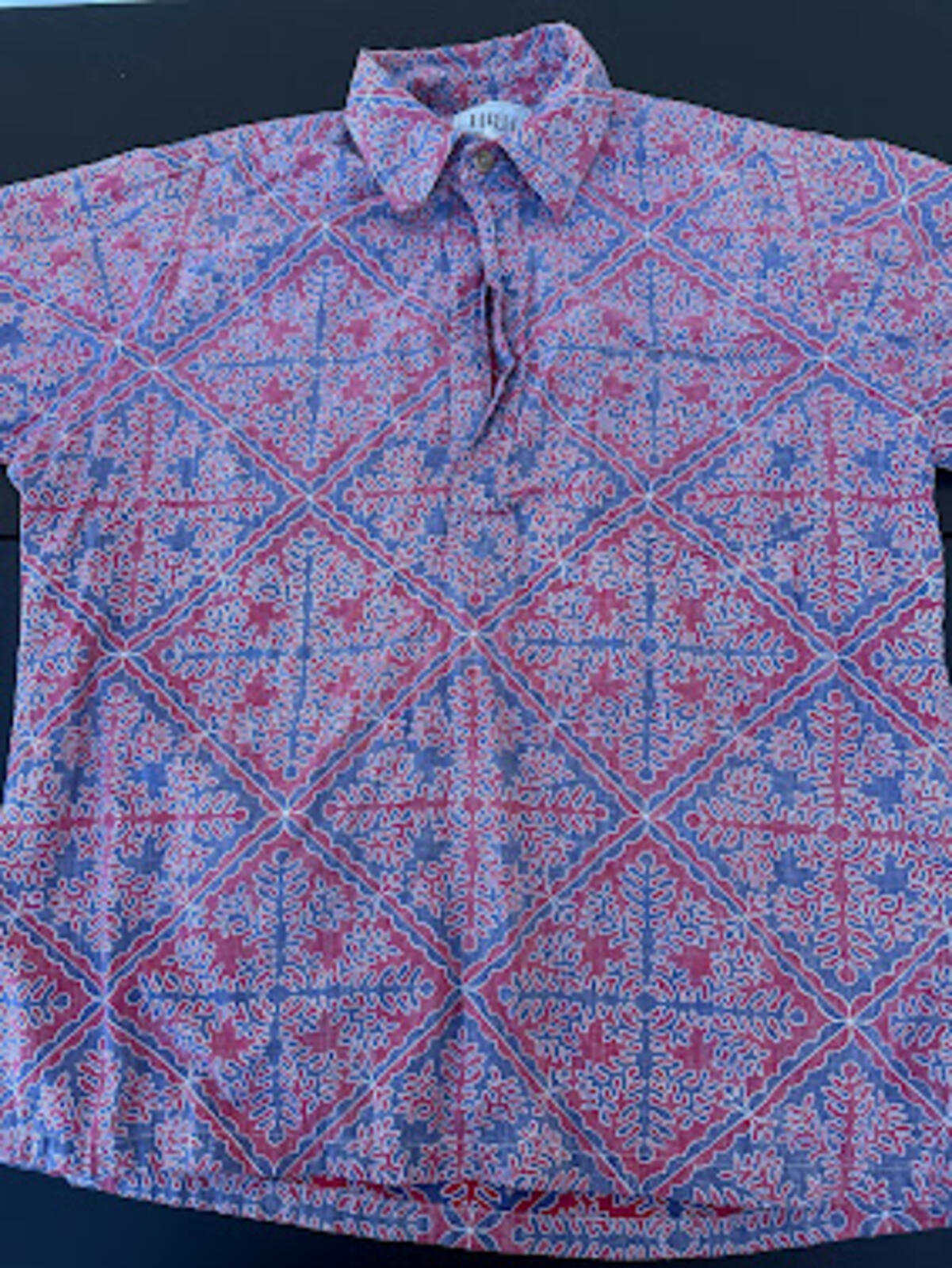 Vintage HRH Hawaiian Shirt Red Blue Print Large