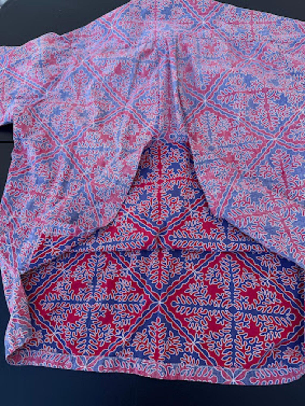 Vintage HRH Hawaiian Shirt Red Blue Print Large