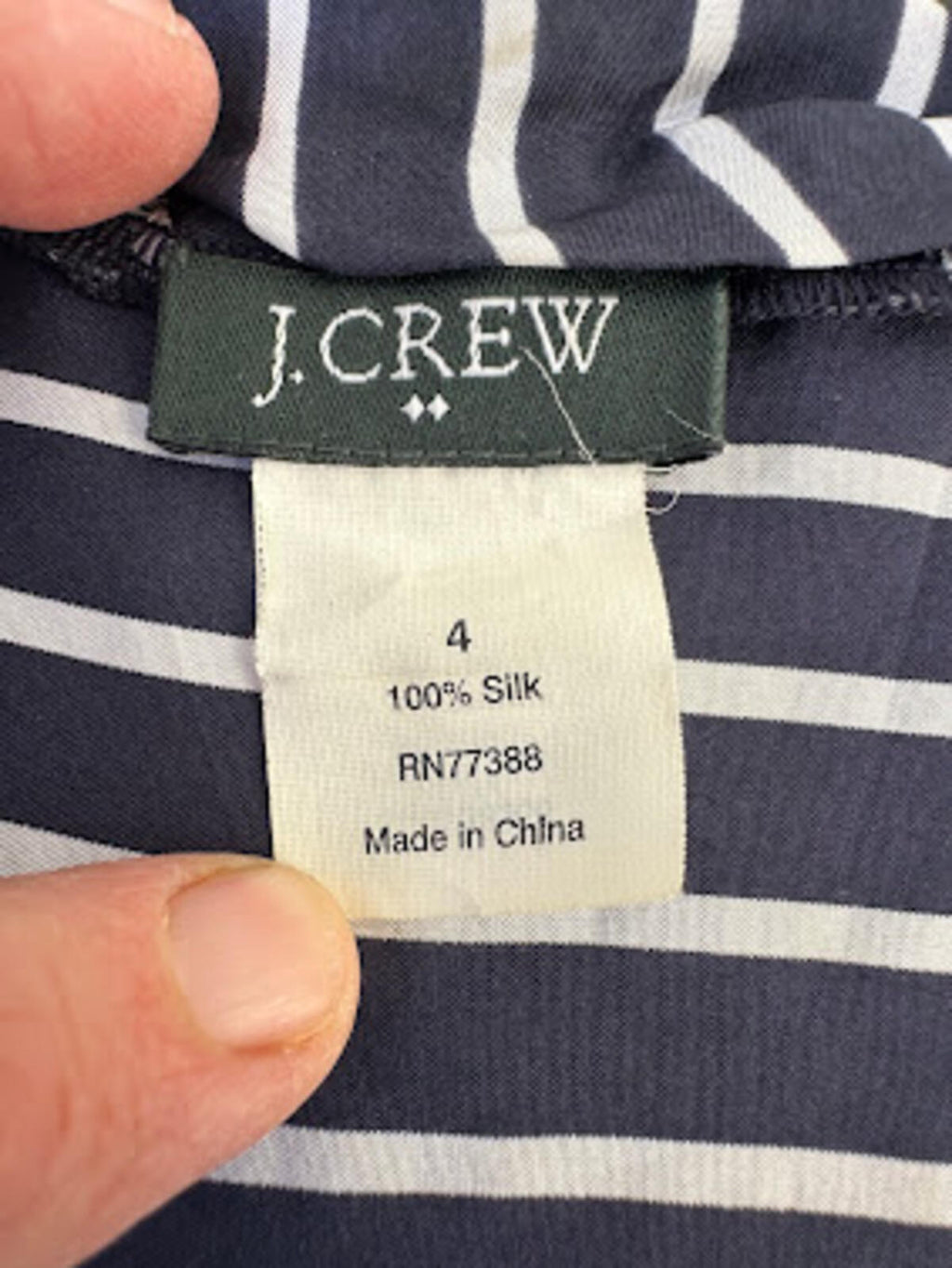 J.Crew Silk Navy Stripe Tank Top Size 4