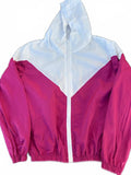 Vintage Pink White Hooded Windbreaker S