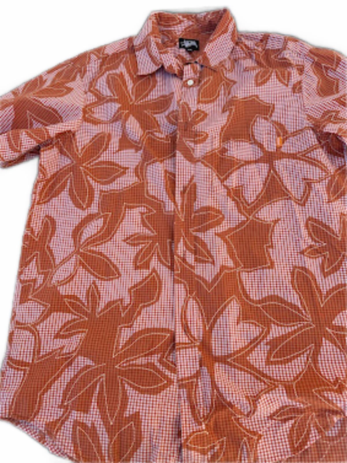 Stüssy Orange Floral Check Shirt XL