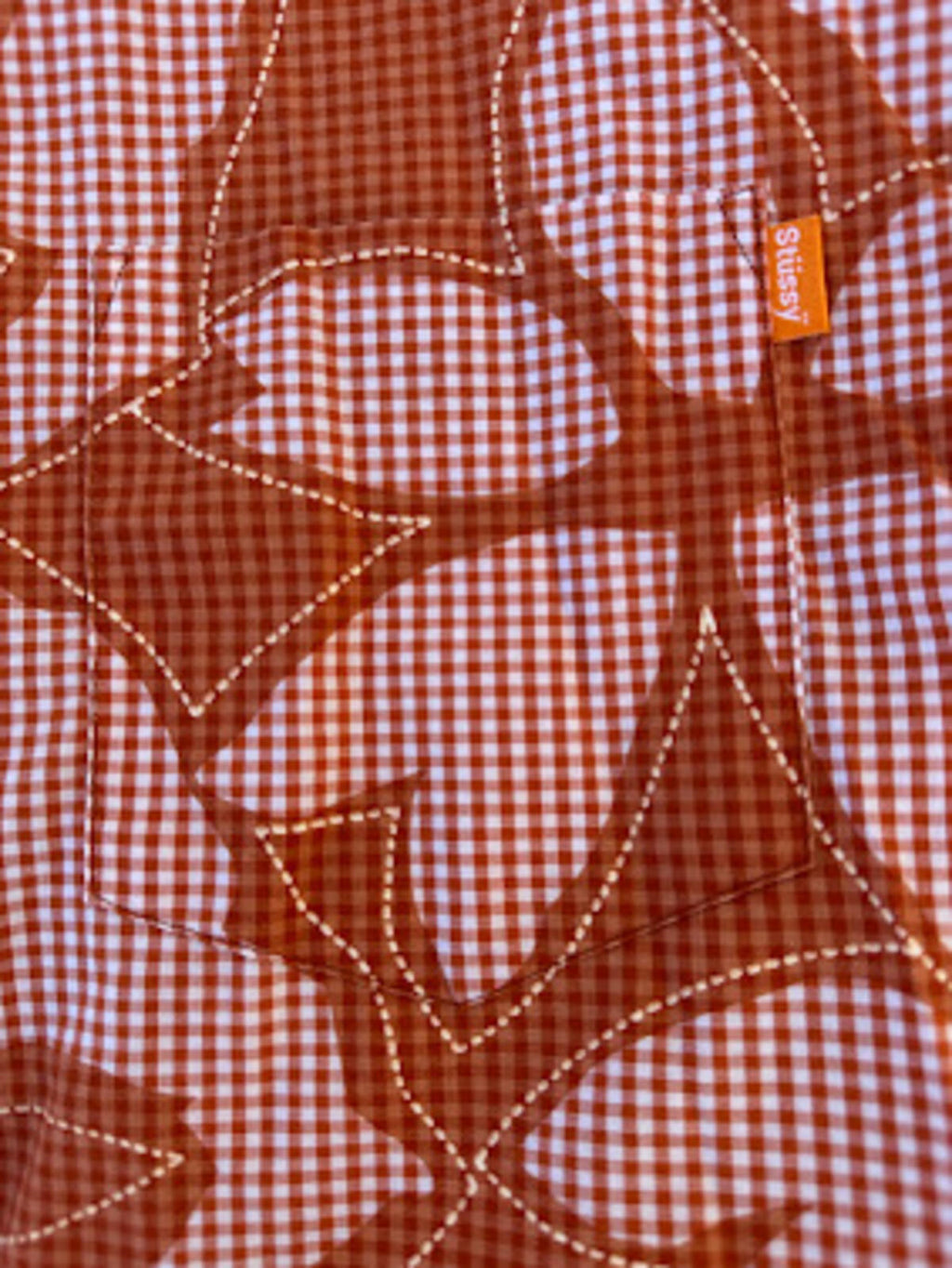 Stüssy Orange Floral Check Shirt XL