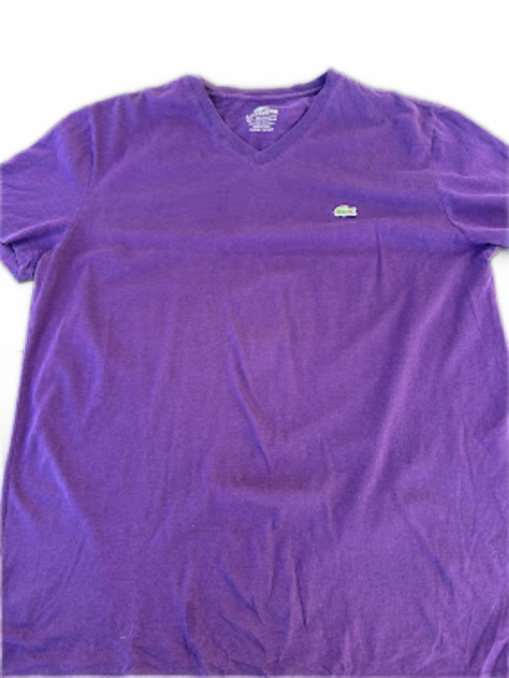 Lacoste Purple Pima Cotton V-Neck Tee Large