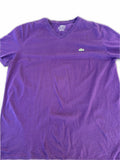 Lacoste Purple Pima Cotton V-Neck Tee Large