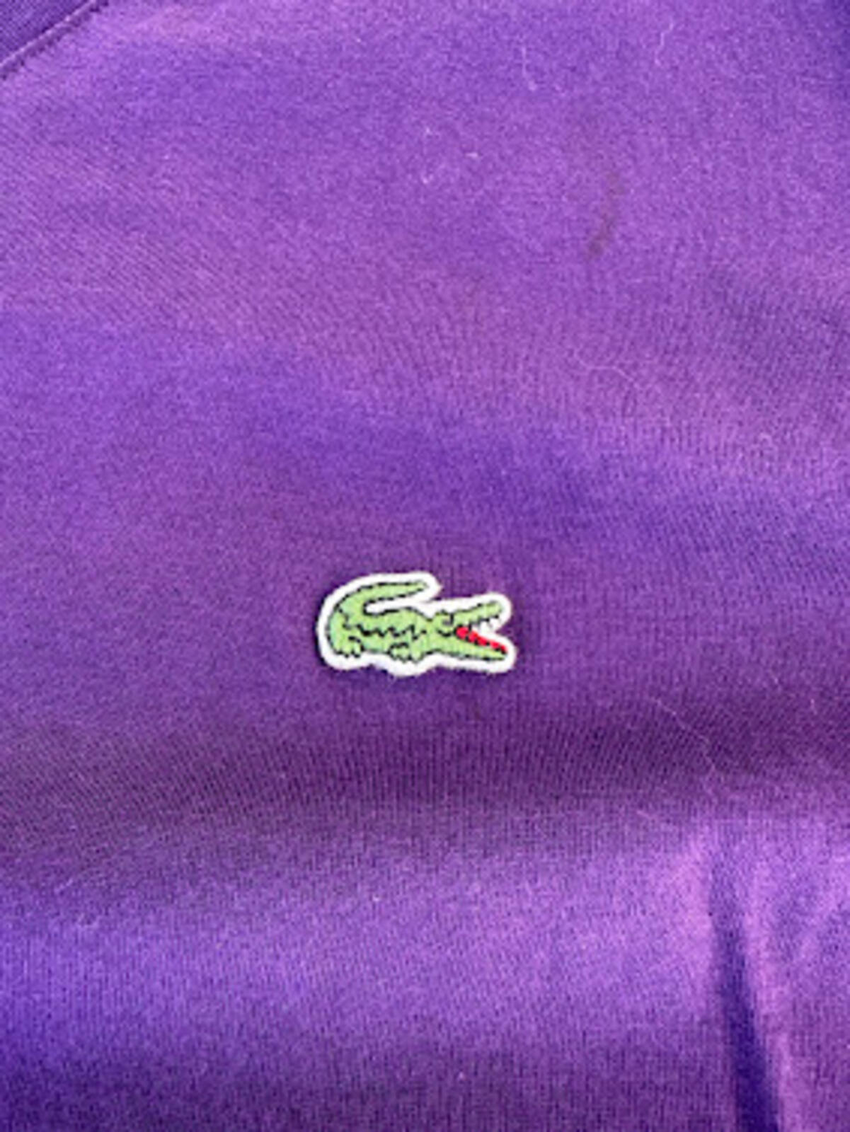 Lacoste Purple Pima Cotton V-Neck Tee Large