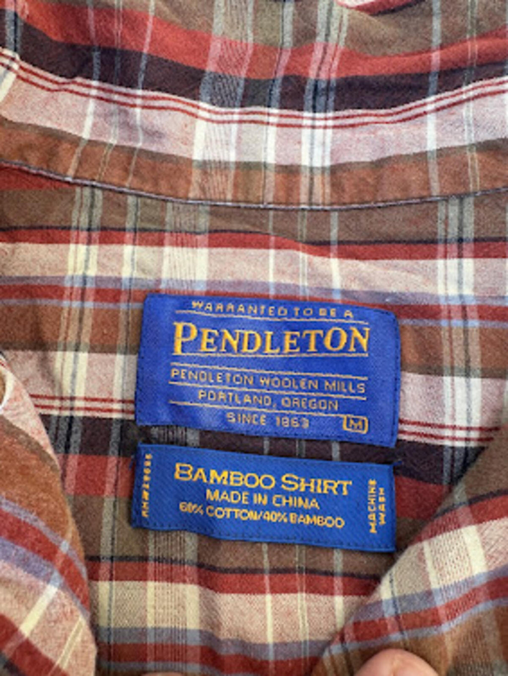 Pendleton Bamboo Plaid Shirt Men's Medium