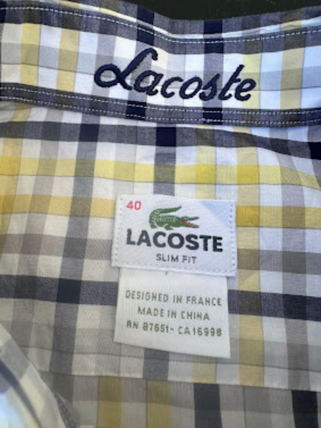 Lacoste Slim Fit Plaid Button Shirt 40