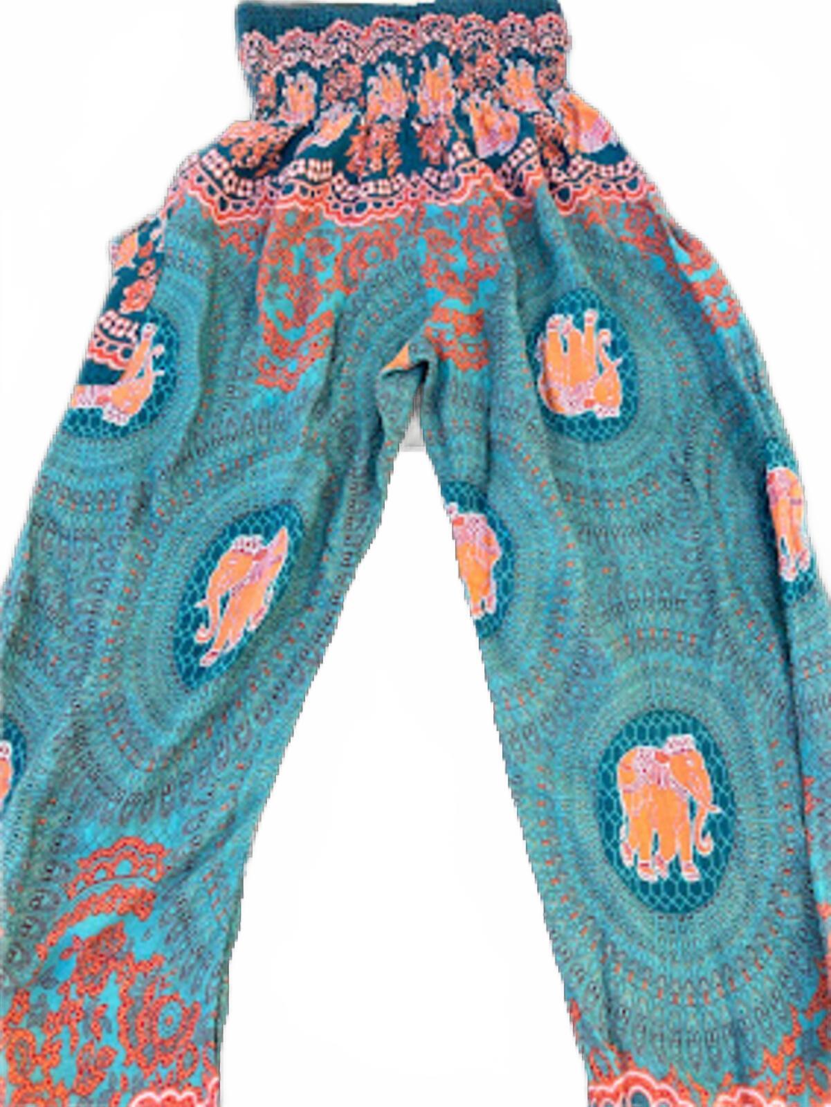Elephant Print Thai Harem Pants Boho Joggers