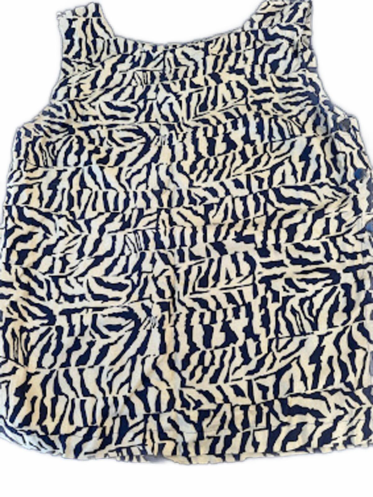 Diane Gilman Silk Zebra Print Tank Top Medium
