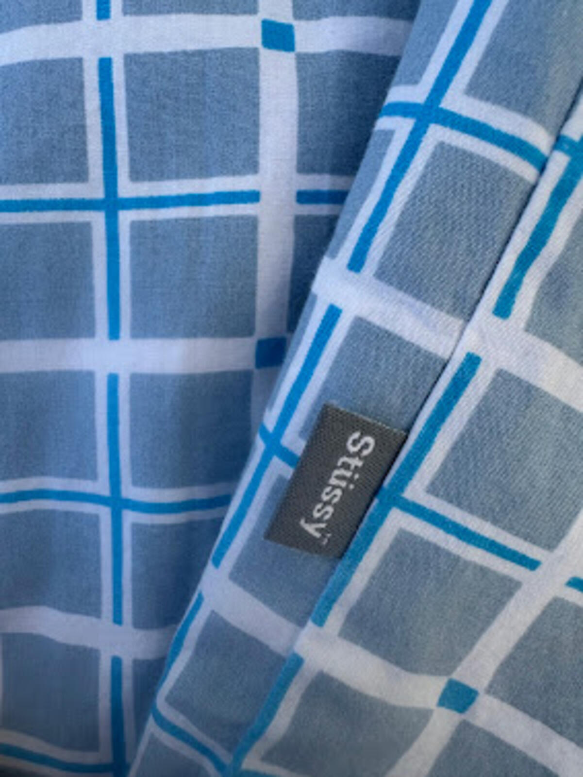 Stüssy Blue Windowpane Button-Up Shirt XL