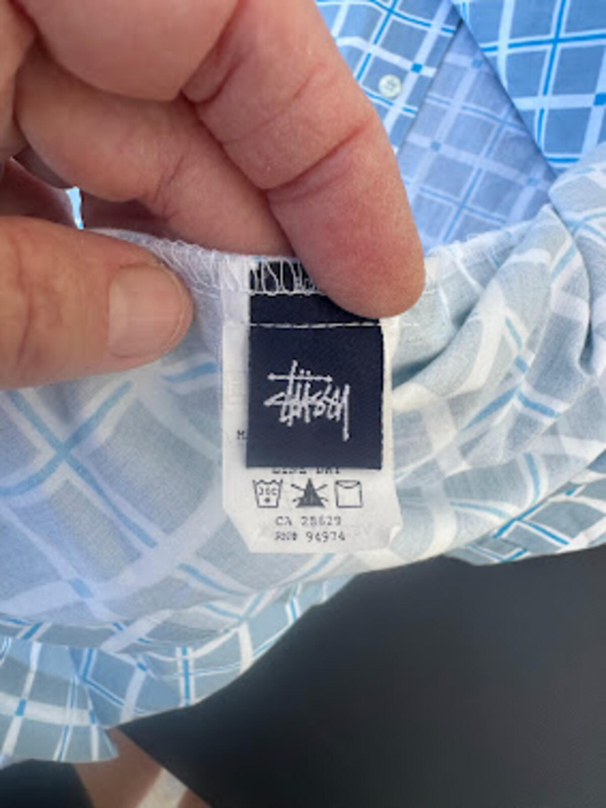 Stüssy Blue Windowpane Button-Up Shirt XL