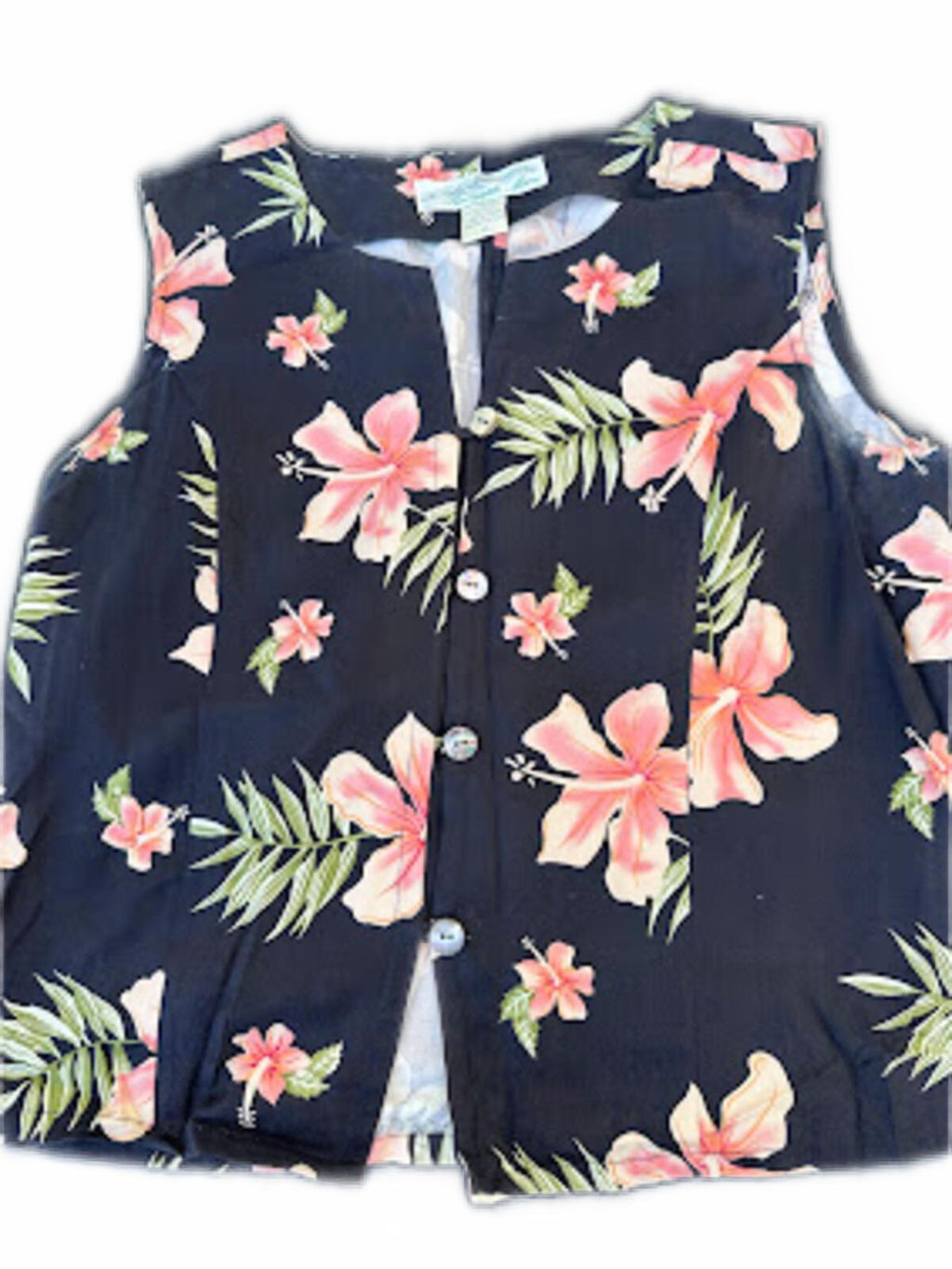 Pineapple Moon Silk Hawaiian Floral Shell Top M