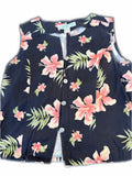 Pineapple Moon Silk Hawaiian Floral Shell Top M