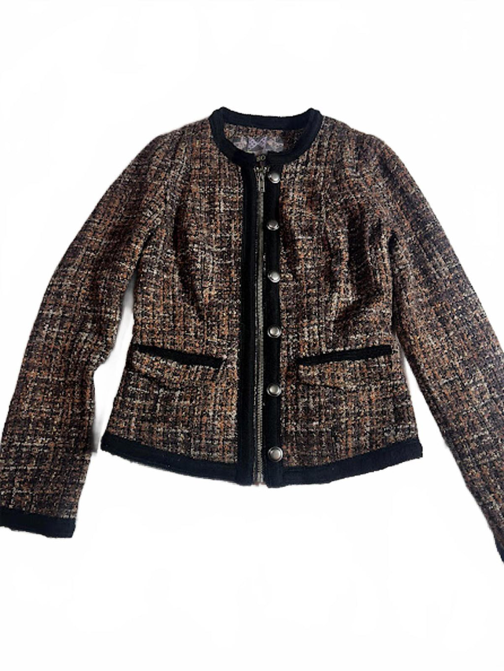 Free People Brown Tweed Bouclé Jacket Women S/M