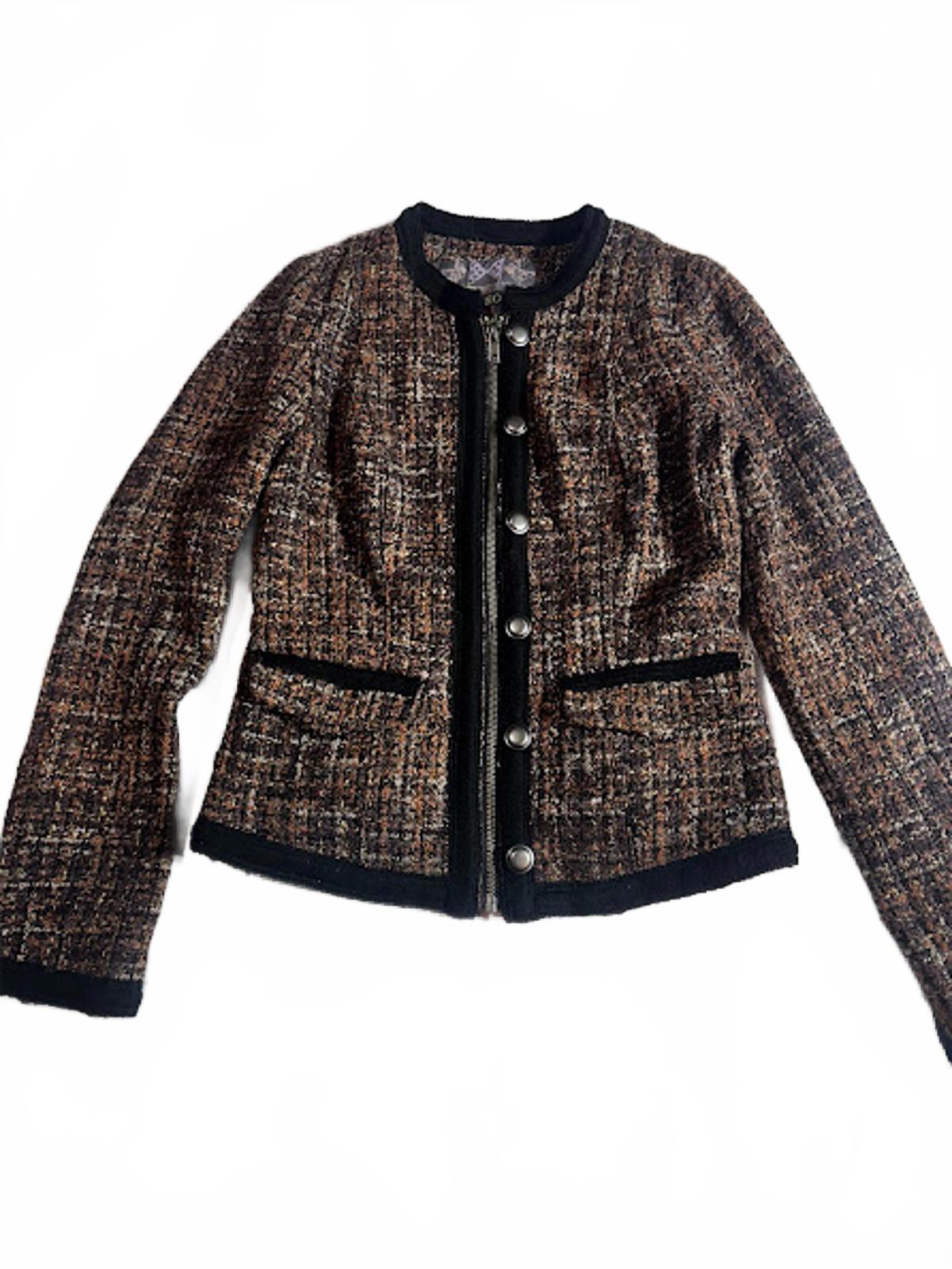 Free People Brown Tweed Bouclé Jacket Women S/M