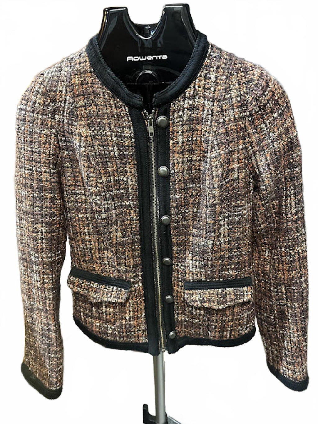 Free People Brown Tweed Bouclé Jacket Women S/M