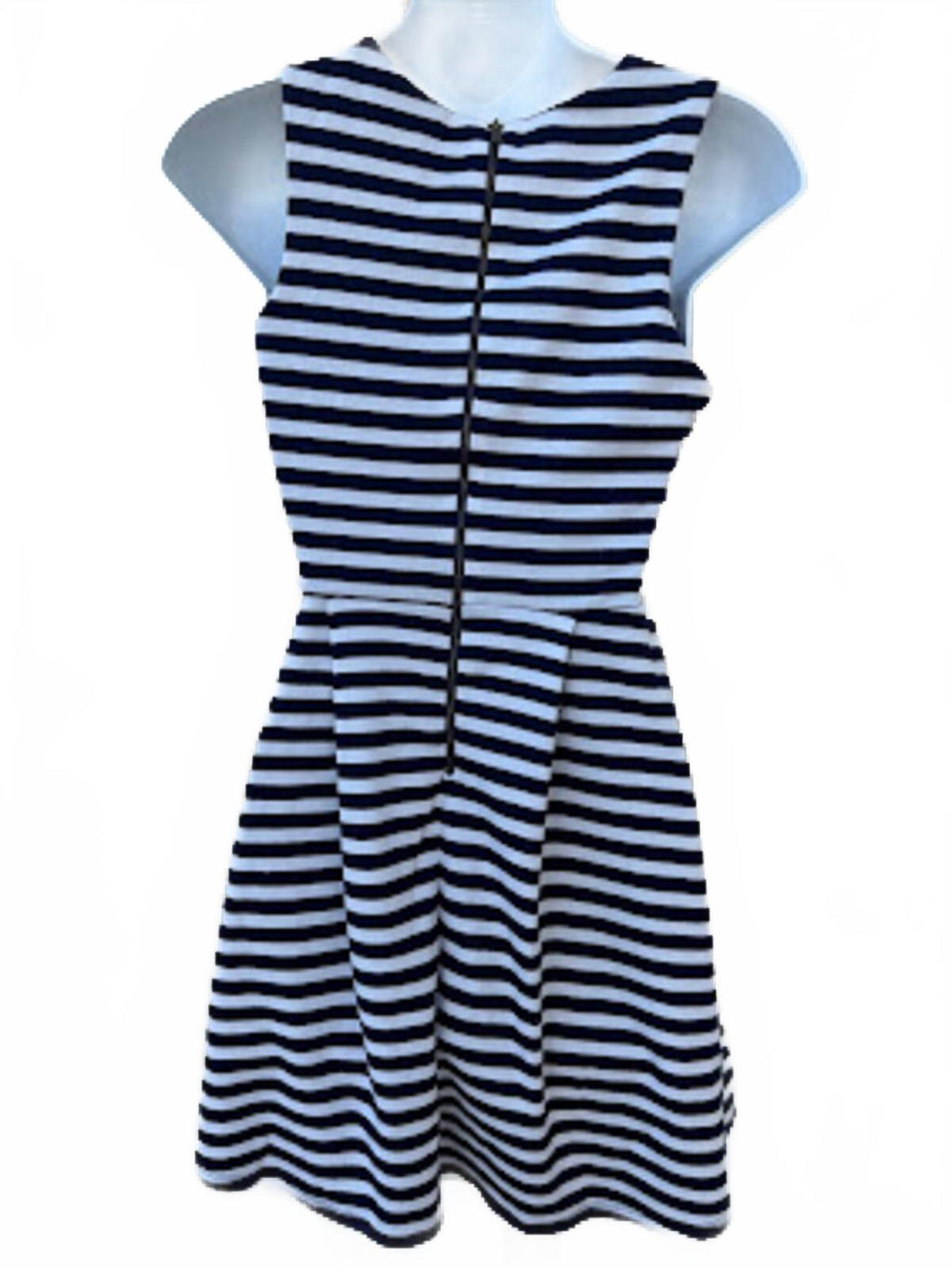 Monteau Navy White Stripe Fit & Flare Dress