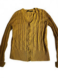 Jeanne Pierre Mustard Cable Knit Cardigan Cotton M