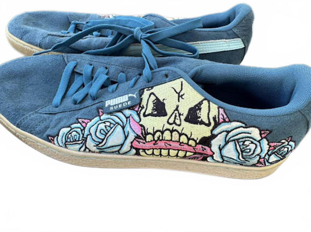 Puma Suede Skull Rose Sneakers Blue Size 11