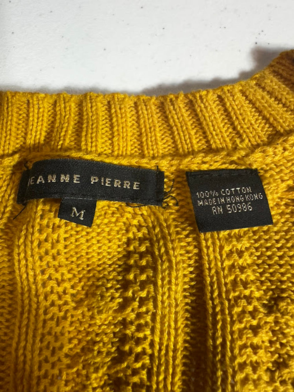 Jeanne Pierre Mustard Cable Knit Cardigan Cotton M