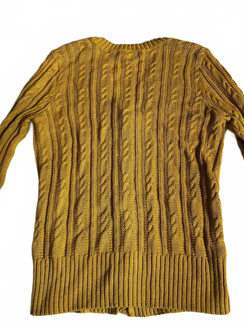 Jeanne Pierre Mustard Cable Knit Cardigan Cotton M
