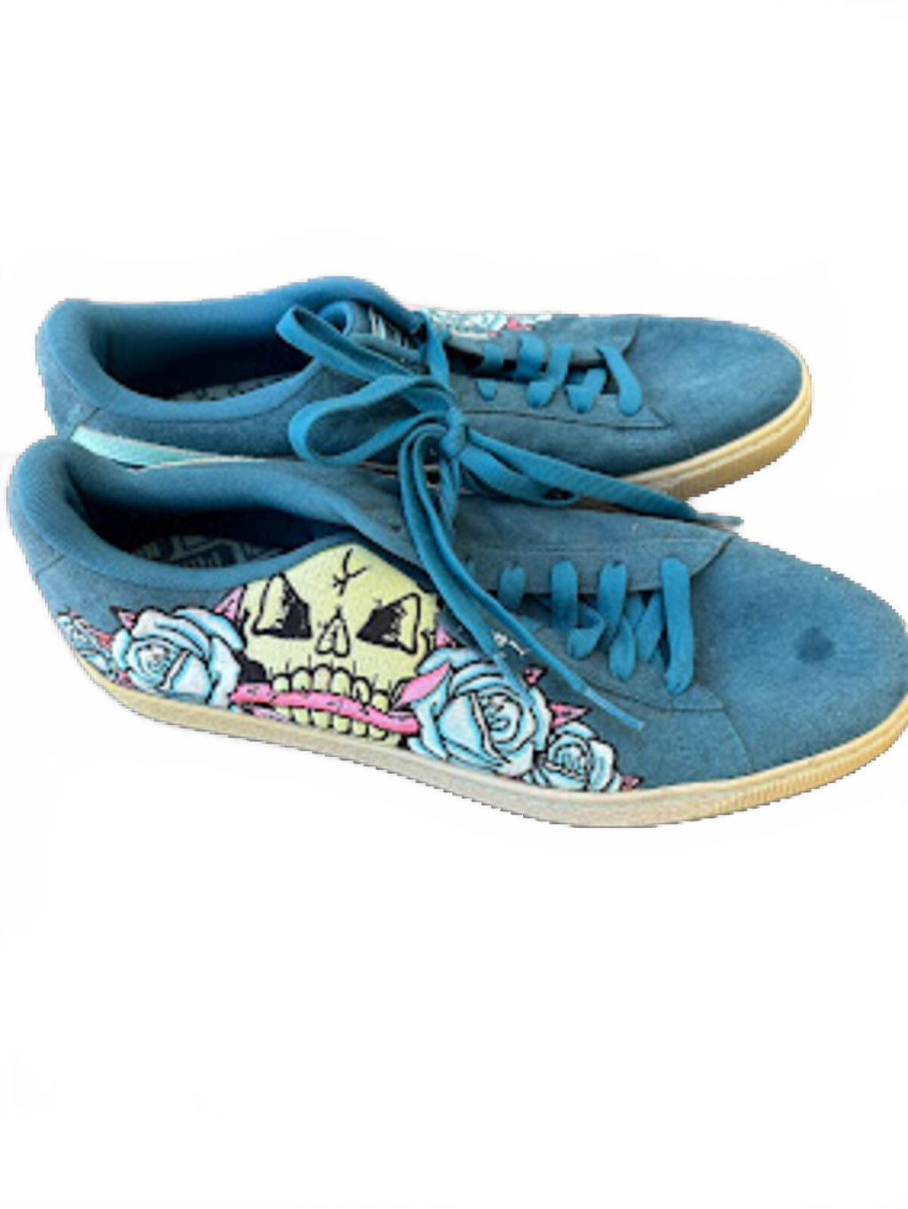 Puma Suede Skull Rose Sneakers Blue Size 11
