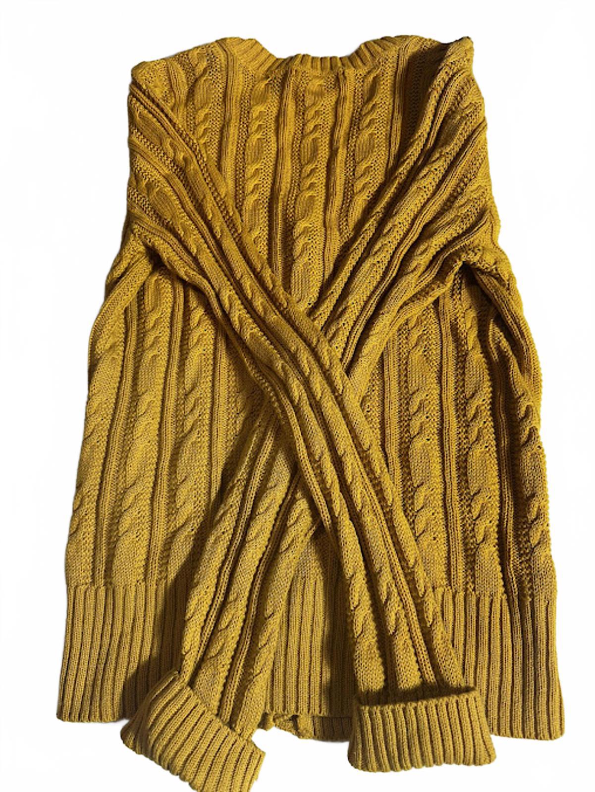Jeanne Pierre Mustard Cable Knit Cardigan Cotton M