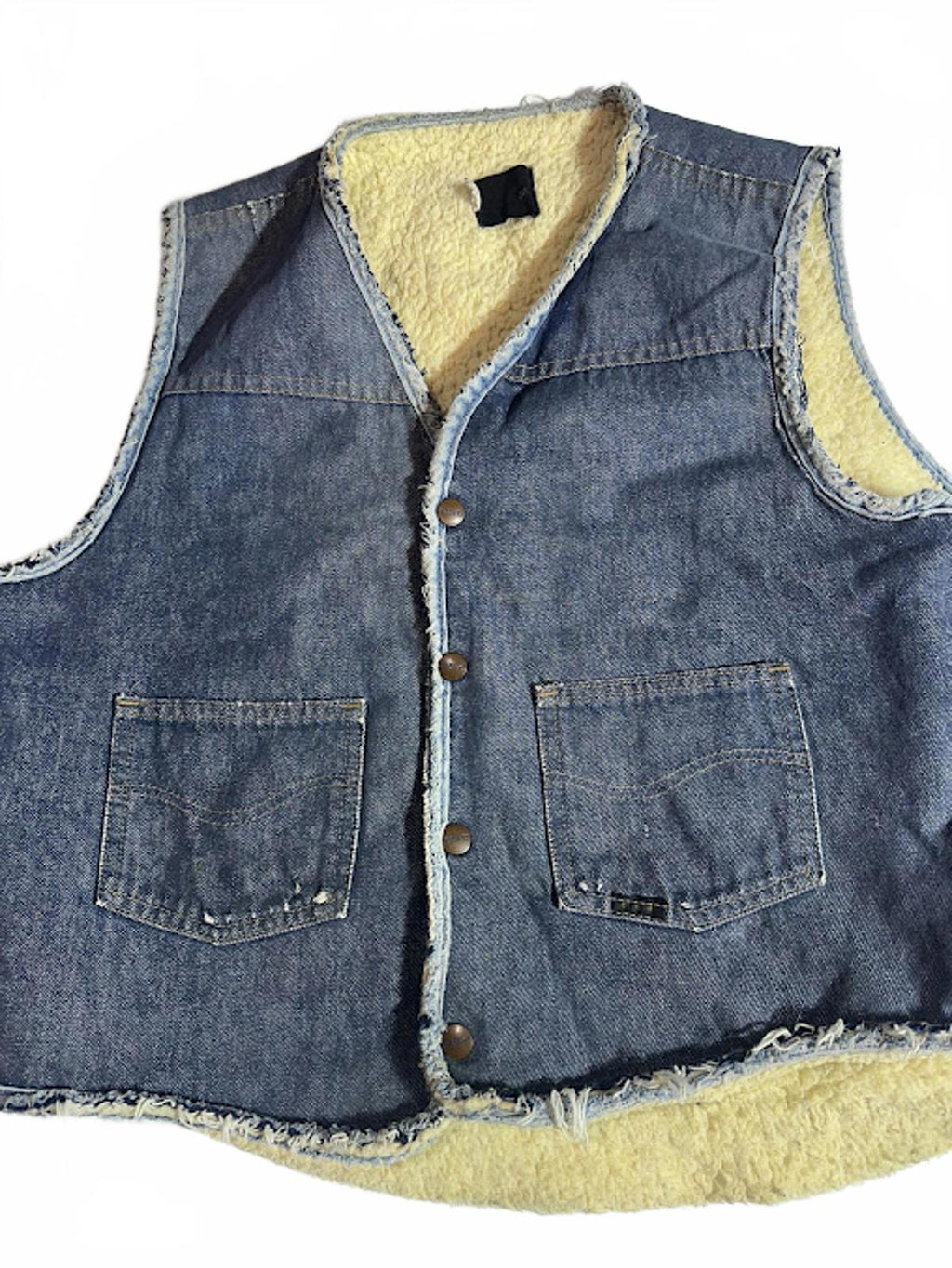 Vintage Roebucks Sherpa Lined Denim Vest M L