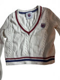 K-Swiss Cable Knit Cropped Sweater Cream Varsity Small