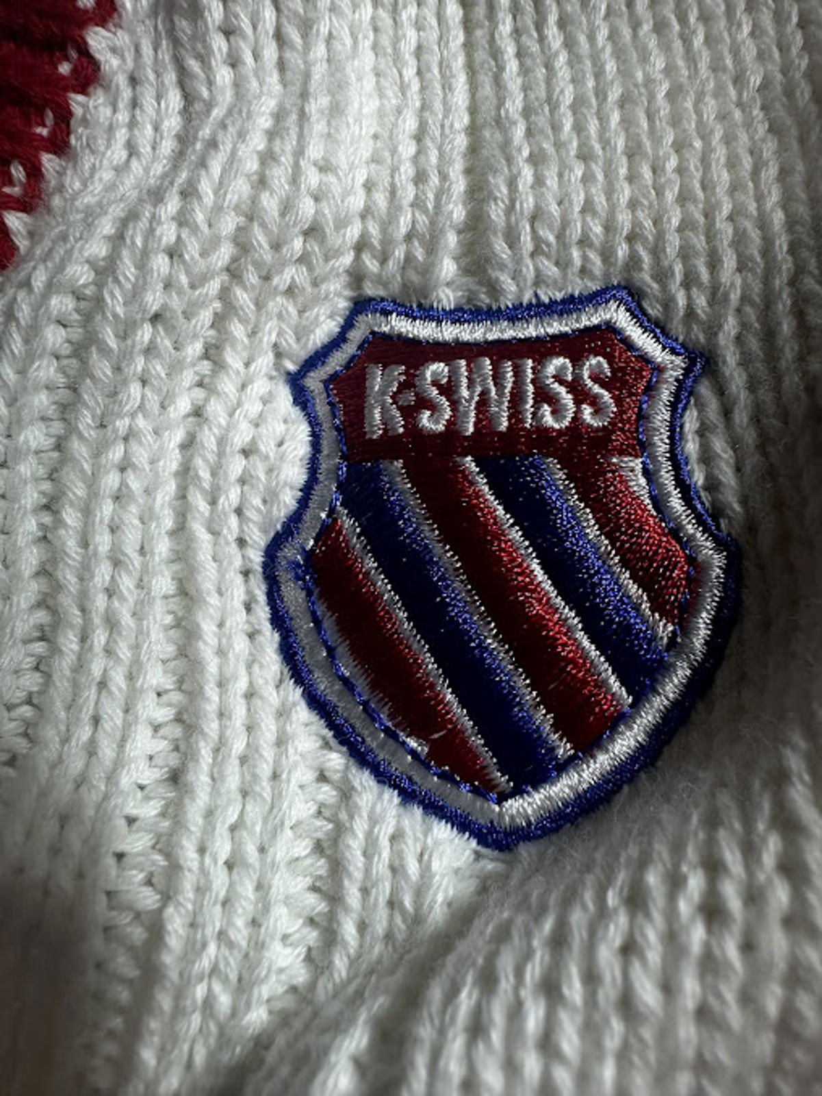 K-Swiss Cable Knit Cropped Sweater Cream Varsity Small