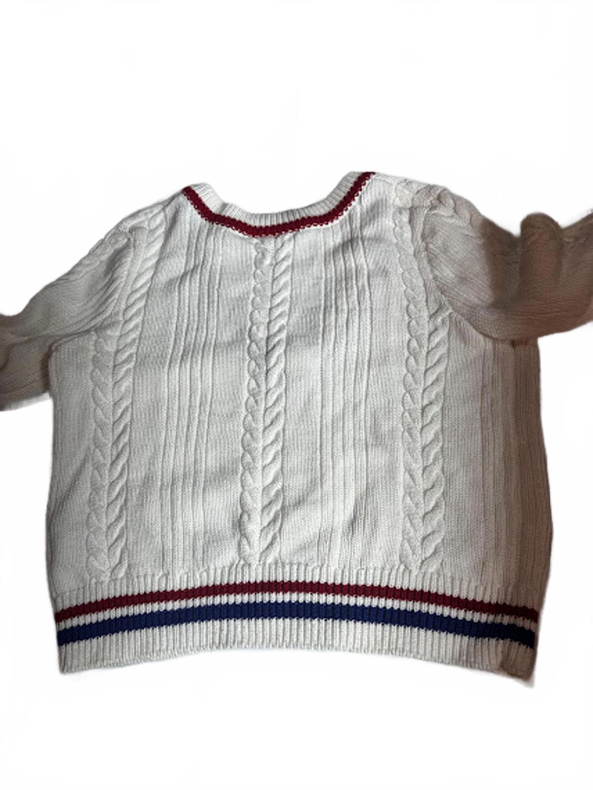 K-Swiss Cable Knit Cropped Sweater Cream Varsity Small