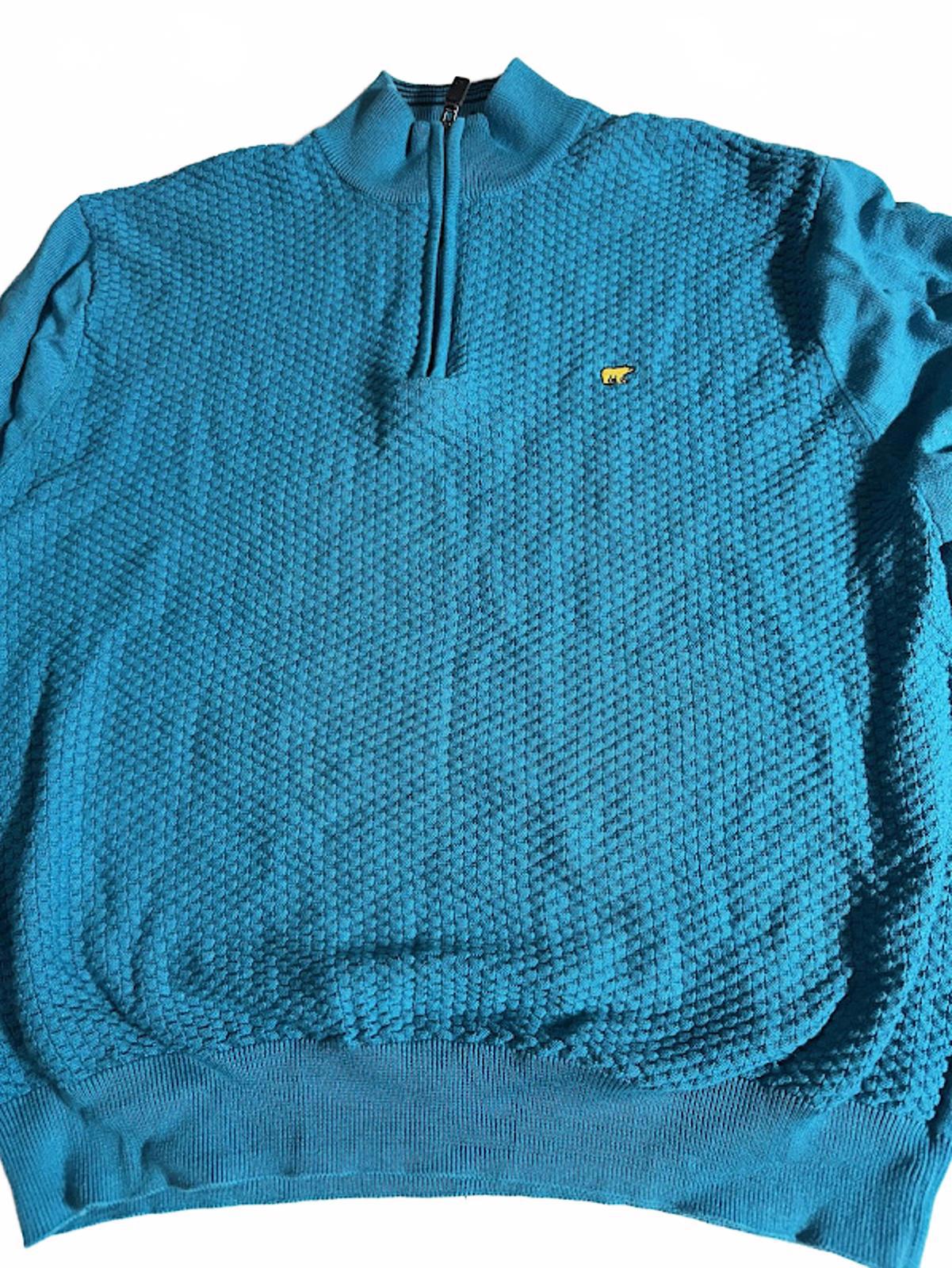 Jack Nicklaus Teal Knit Quarter Zip Pullover XL