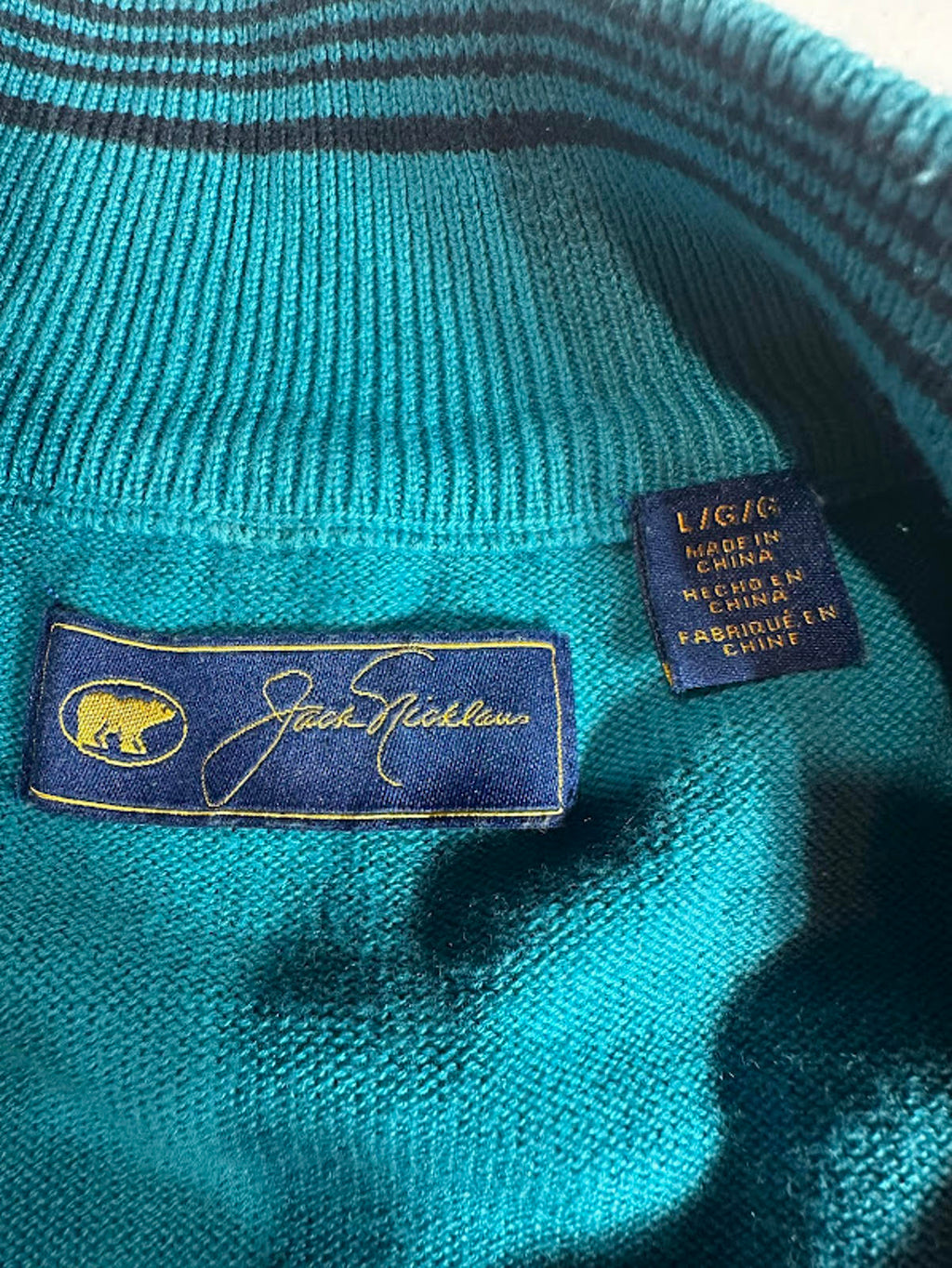 Jack Nicklaus Teal Knit Quarter Zip Pullover XL