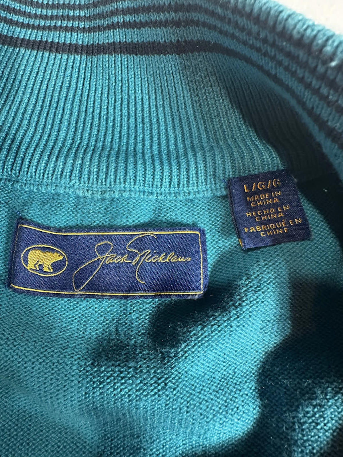 Jack Nicklaus Teal Knit Quarter Zip Pullover XL