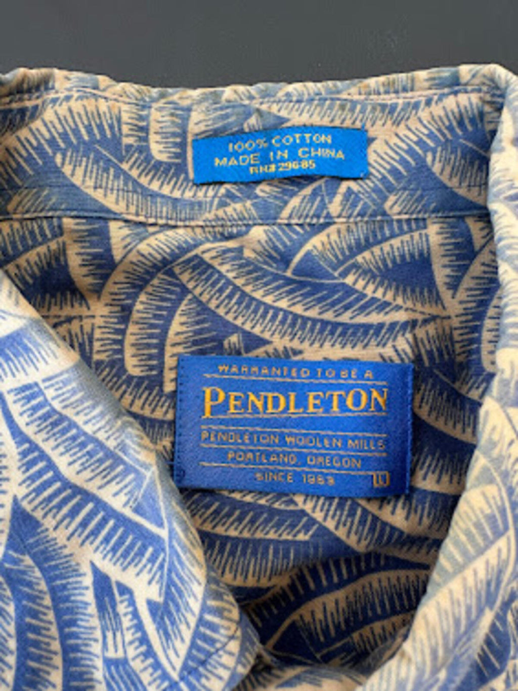 Pendleton Leaf Print Cotton Camp Shirt XL