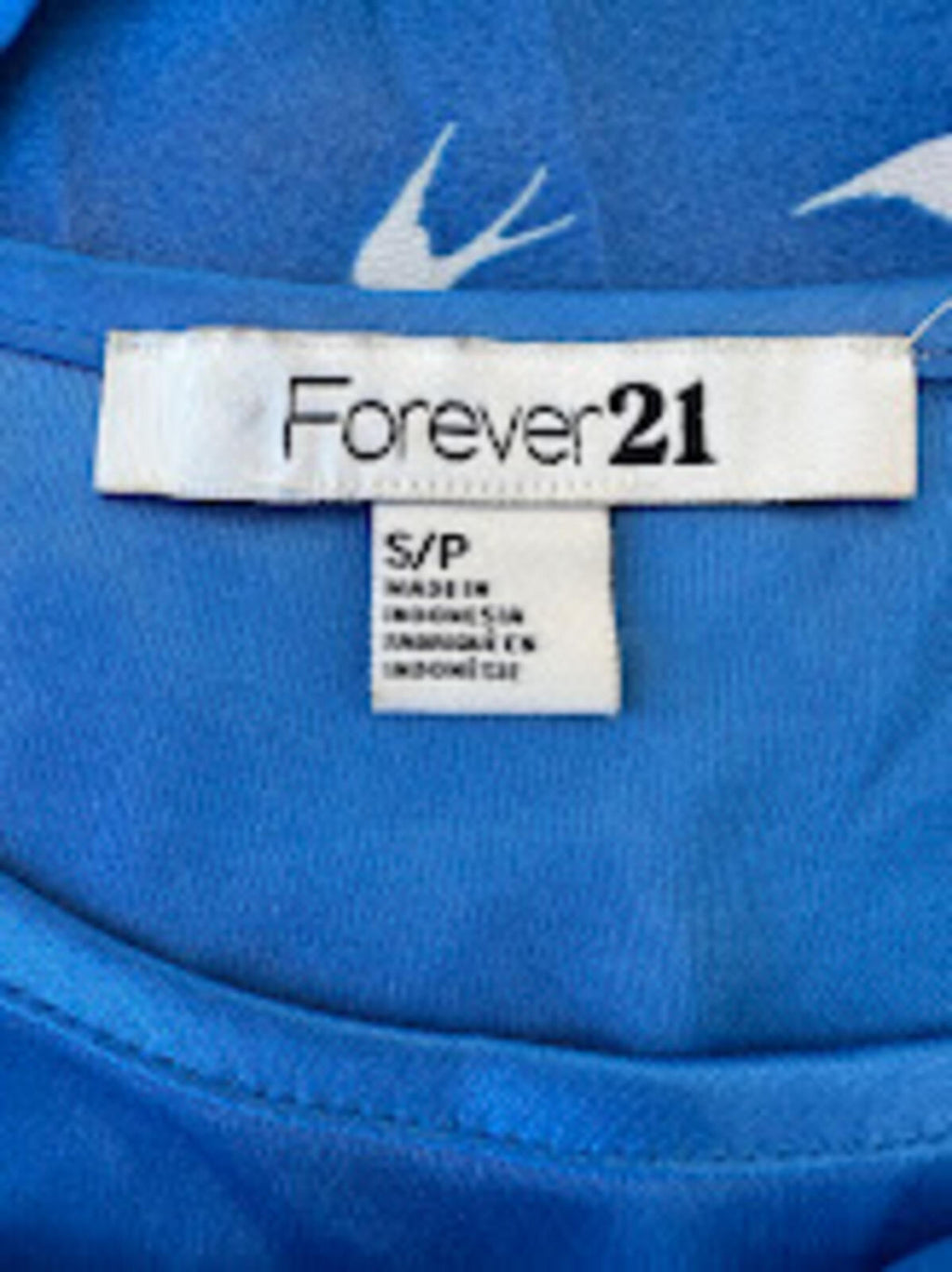 Forever 21 Blue Bird Print Dress Small
