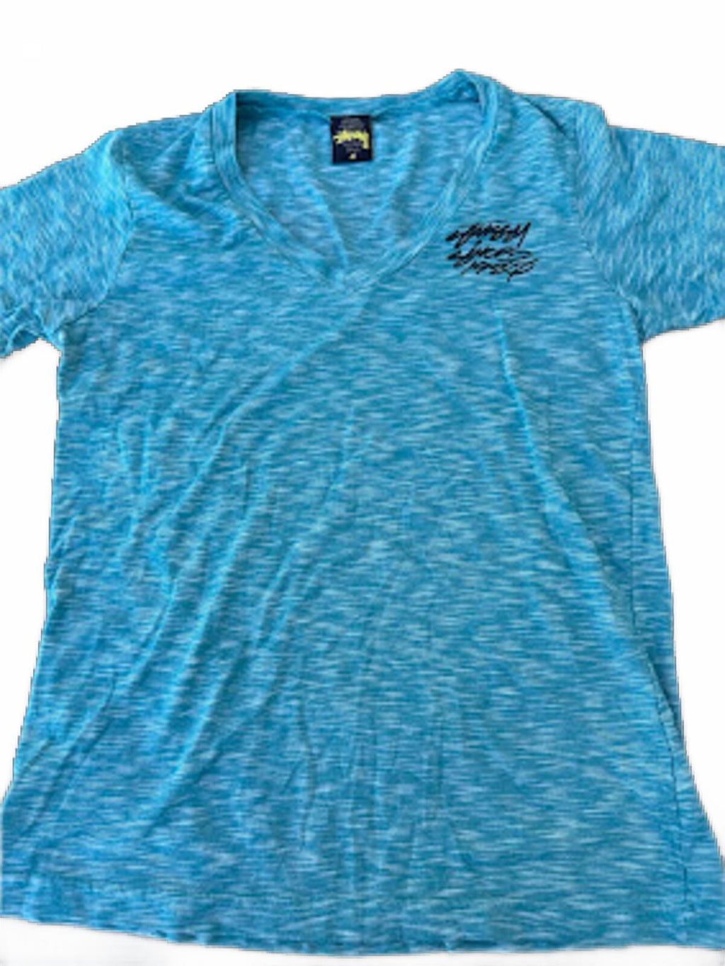 Stüssy Turquoise V-Neck Tee Medium