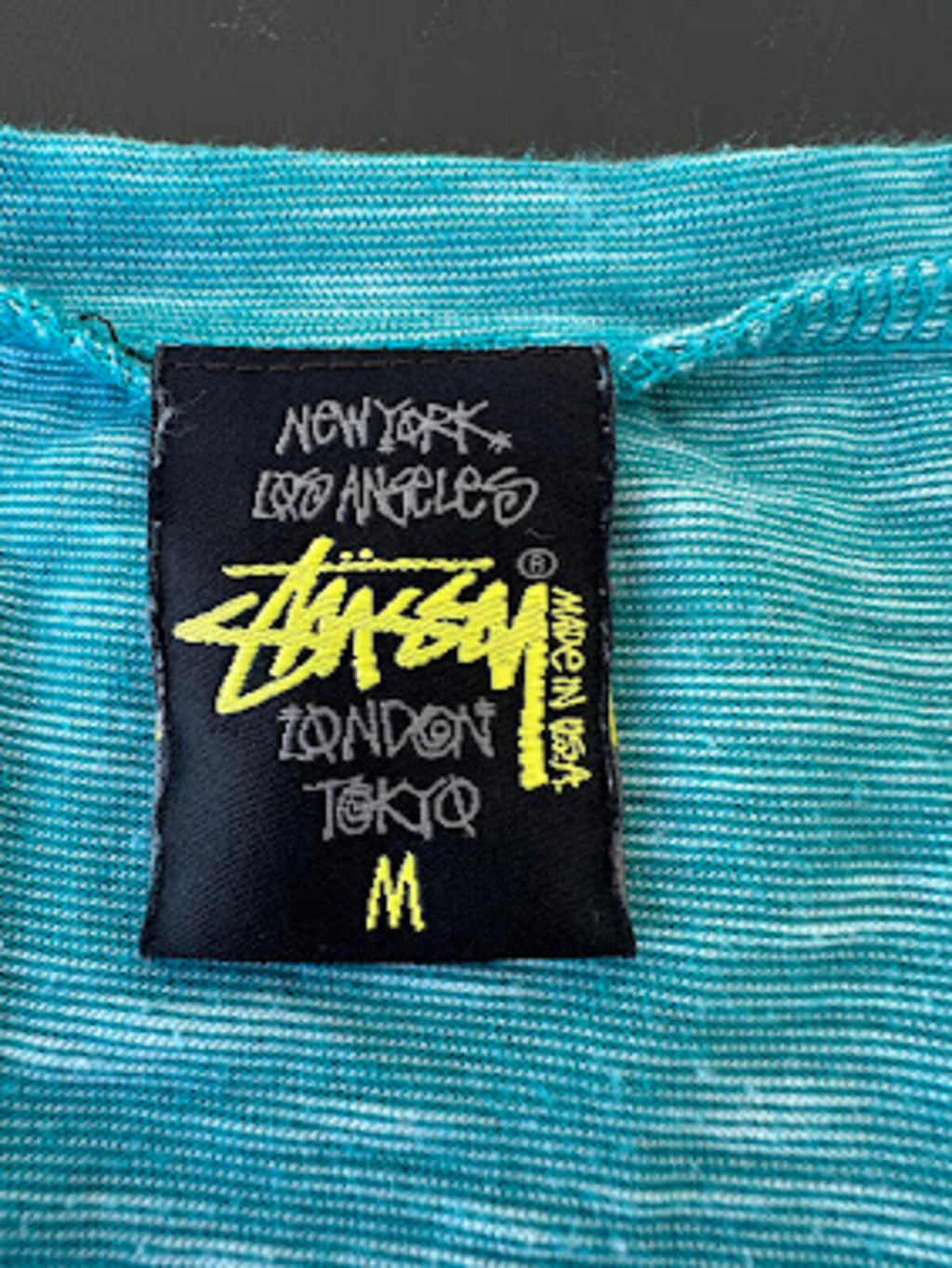 Stüssy Turquoise V-Neck Tee Medium