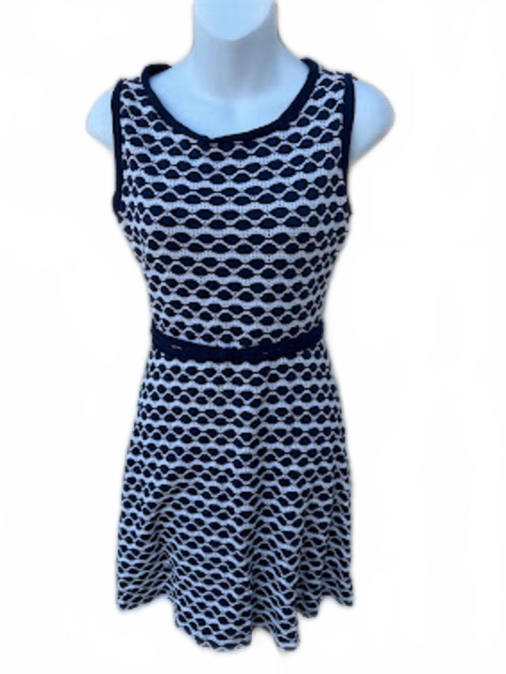 Max Studio Navy White Fit & Flare Dress XS